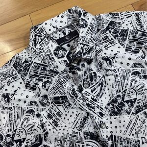 Hart Schaffner Marx Short Sleeve Shirt Mens Sz L Monochrome Abstract Button Up